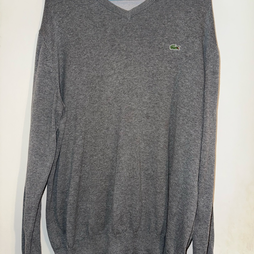 Lacoste Men's Charcoal V-Neck Sweater